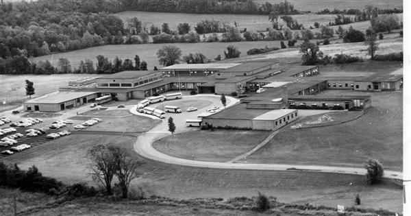 An aerial photo of what is now Roth Junior High School from the 1950s